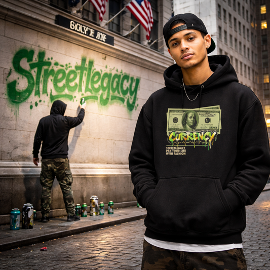 Classic Hoodie - Mit Taschendruck (Currency)